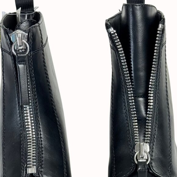 Edgy Black Combat Ankle Boots Sz 8.5 Chunky Lug Platform Front Zipper Biker Goth - Picture 11 of 16